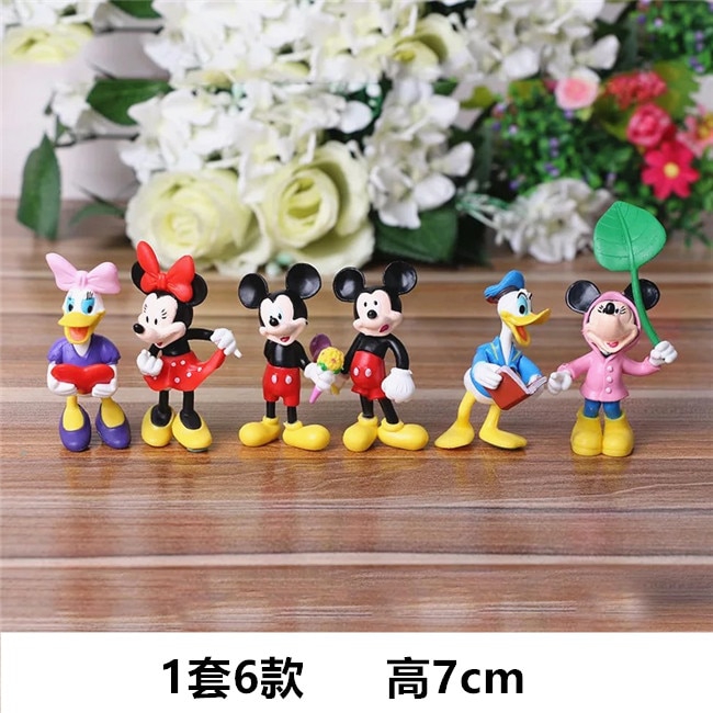 6PCS Disney Figures Mickey Mouse Minnie Mouse Clubhouse Birthday Party Cake Decoration PVC Action Figures Toys for Children DS10